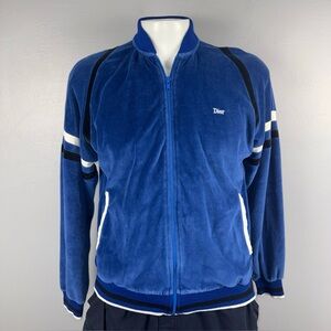 Vtg CHRISTIAN DIOR MONSIEUR Velour Track Jacket Men’s M Blue Retro 80s 90s *READ